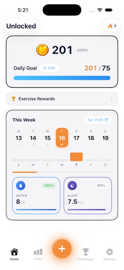 Unlocked home dashboard